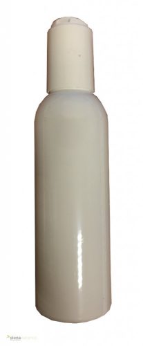 150 ml biała plastikowa butelka z białą uchylną nakrętką z dyskiem
