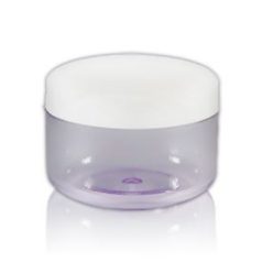   Átlátszó műanyag tégely fehér műanyag tetővel krémekhez - 150 ml