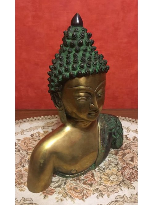 Buddha réz mellkas szobor, fekete-réz - 28 cm