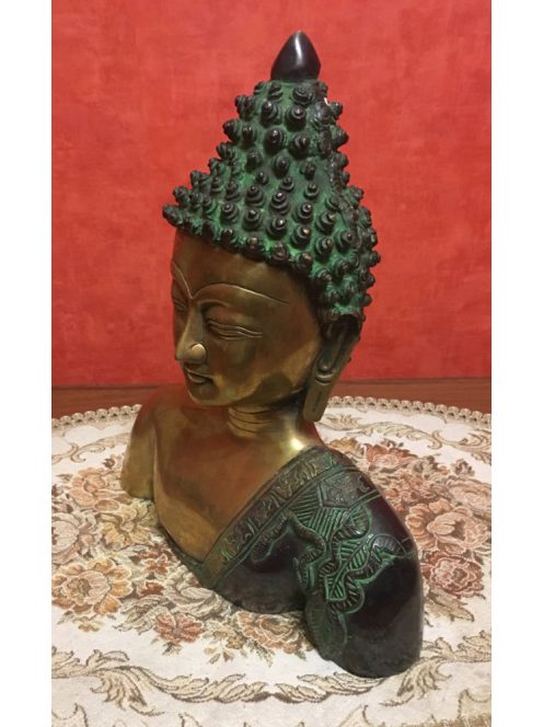 Buddha réz mellkas szobor, fekete-réz - 28 cm