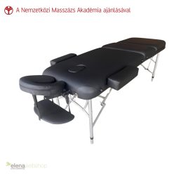   Elena 3 zónás, 60 cm széles hegesztett alumínium lábas, erősített vázas masszázságy 7 cm szivaccsal fekete színben