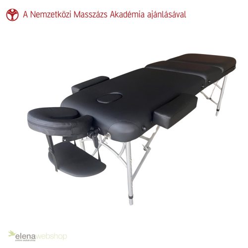 3-strefowe aluminiowe łóżko do masażu stóp Elena o szerokości 60 cm ze wzmocnioną ramą i 7-centymetrową gąbką w kolorze czarnym