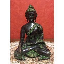 Gyógyító Buddha réz szobor, fekete-zöld - 28 cm