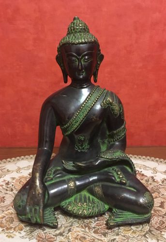 Gyógyító Buddha réz szobor, fekete-zöld - 28 cm