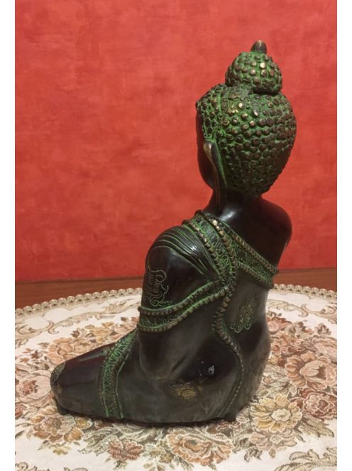 Gyógyító Buddha réz szobor, fekete-zöld - 28 cm