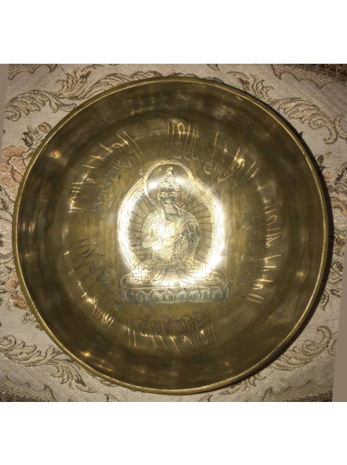 Kézzel készített 7 fémes kívül-belül mantrával díszített tibeti hangtál - ø189 mm, 994 g