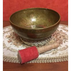   Kézzel készített 7 fémes kívül-belül mantrával díszített tibeti hangtál - ø226 mm, 1244 g