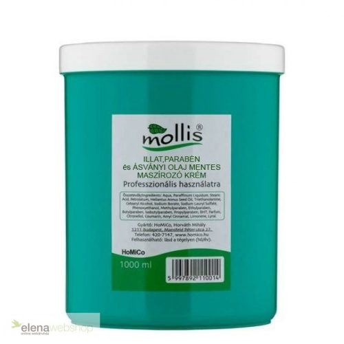 Krem do masażu Mollis - bezzapachowy, bez parabenów i olejów mineralnych - 1000 ml