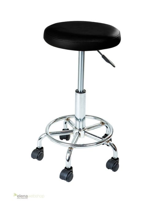 Stabil fémszerkezetű görgős szék - Fekete