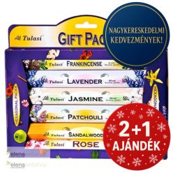   Tulasi Klasszikus ajándékcsomag 6 féle füstölő (20 szál / doboz, 120 szál összesen) (2+1 ajándék)
