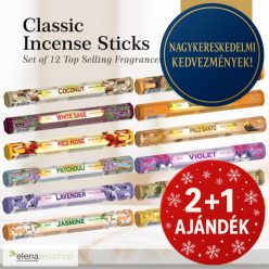   Tulasi Klasszikus Füstölő Ajándékcsomag 12 illat (20 szál / doboz, 240 szál összesen) (2+1 ajándék)