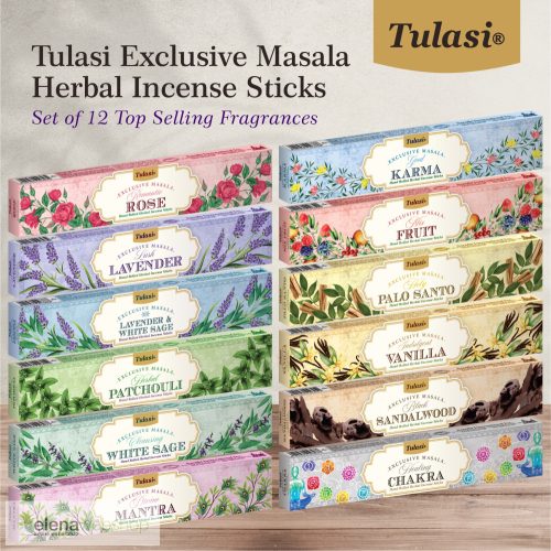 Kadzidełka ziołowe Tulasi Exclusive Masala w opakowaniu prezentowym 12 zapachów
