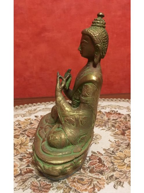 Tanító Buddha réz szobor, világos réz - 19 cm